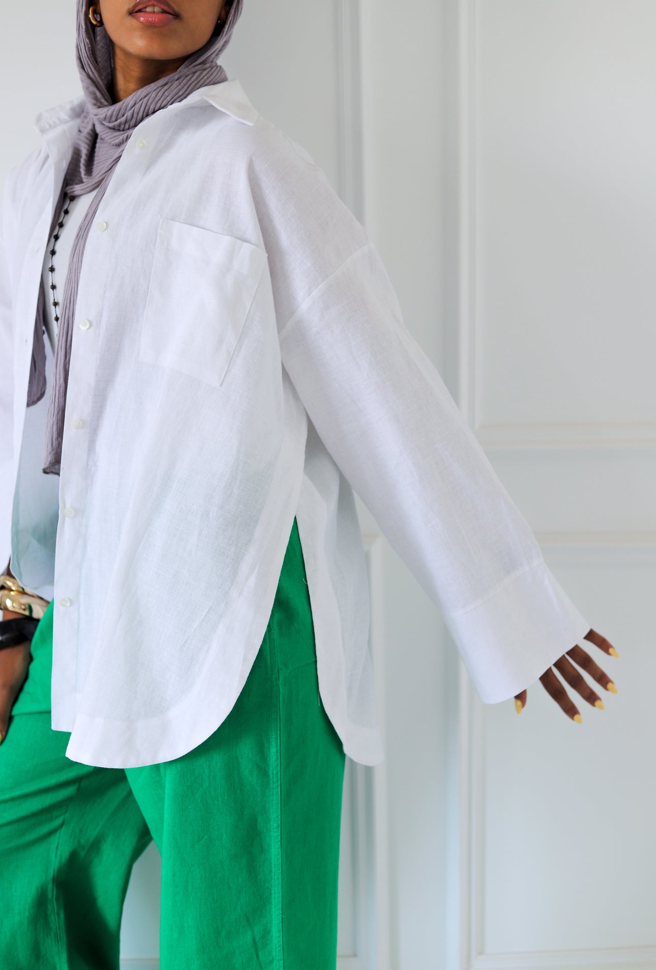 Big Slits Linen Shirt — White