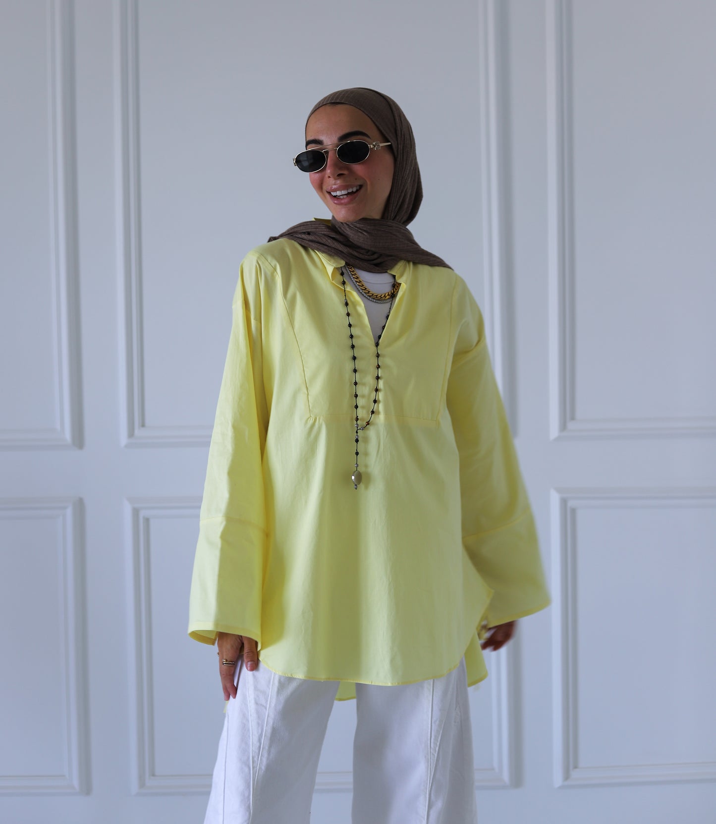 Ribbon Sleeves Shirt — Butter Yellow