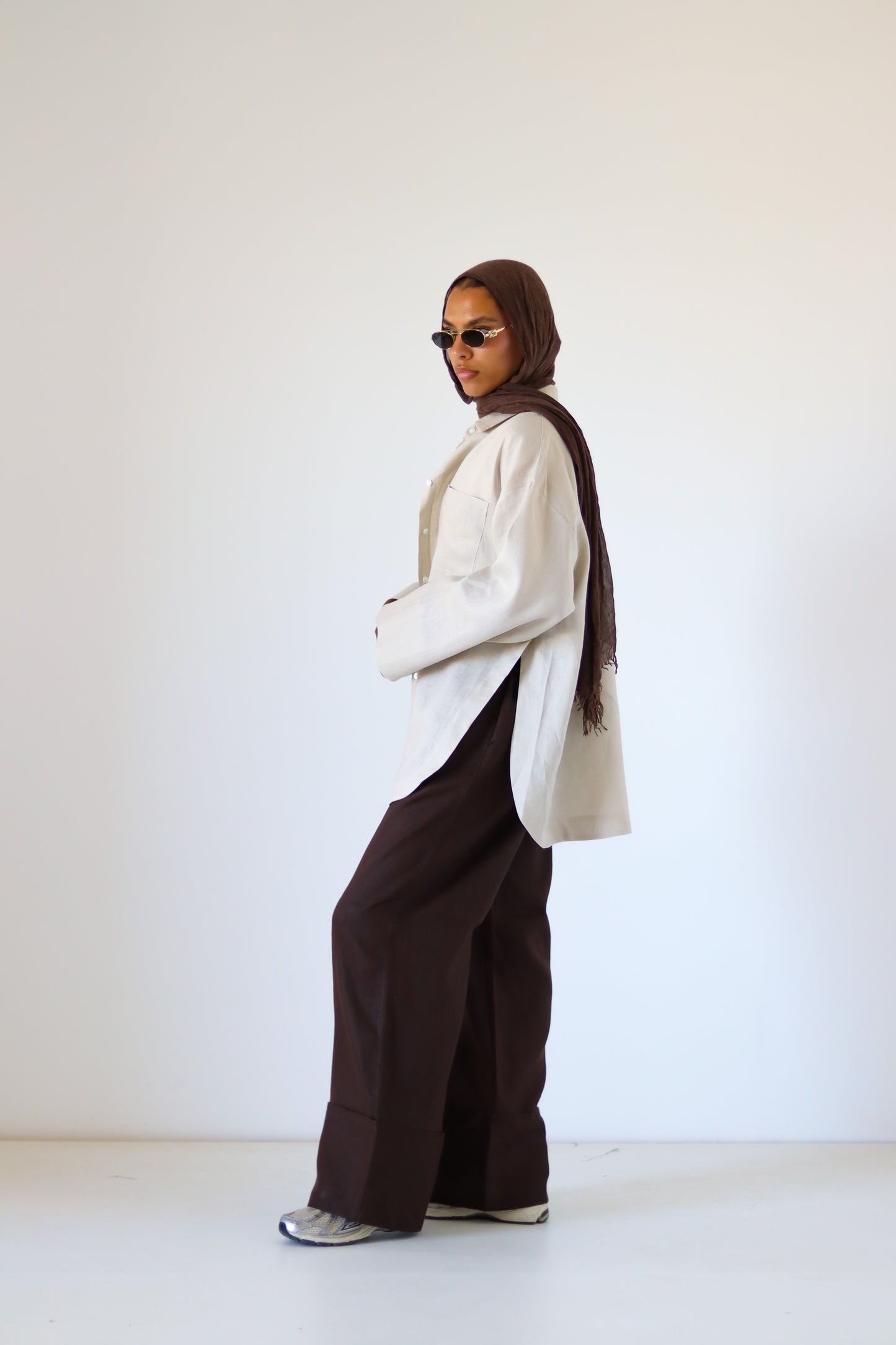 Big Slits Linen Shirt — Beige