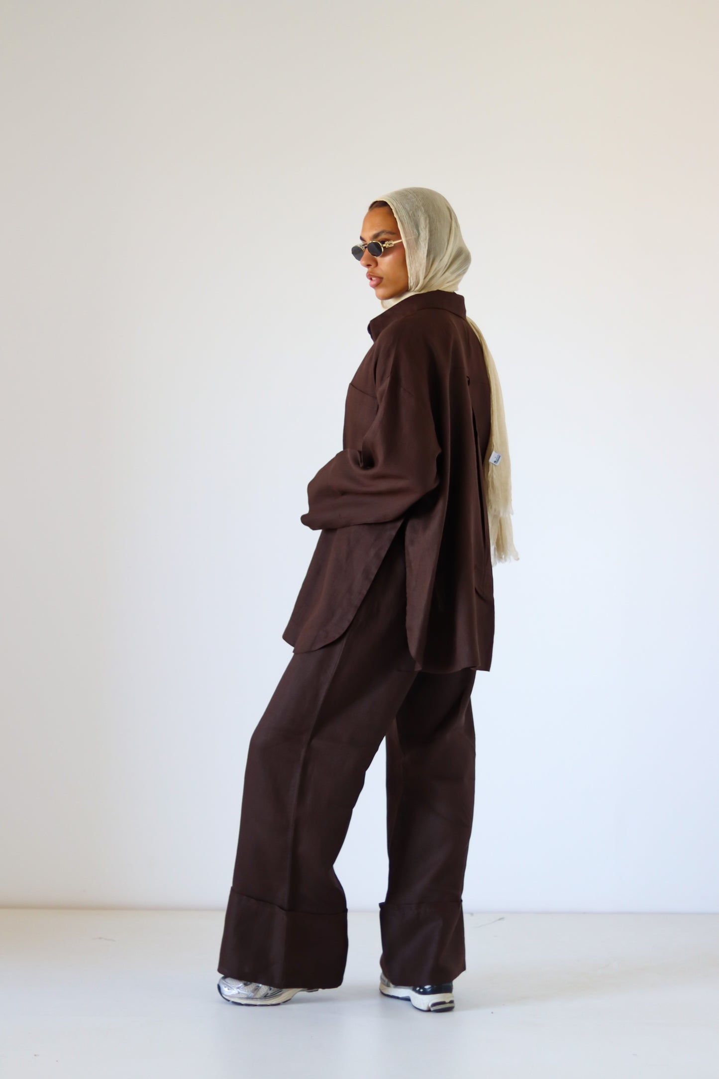 Big Slits Linen Shirt — Brown