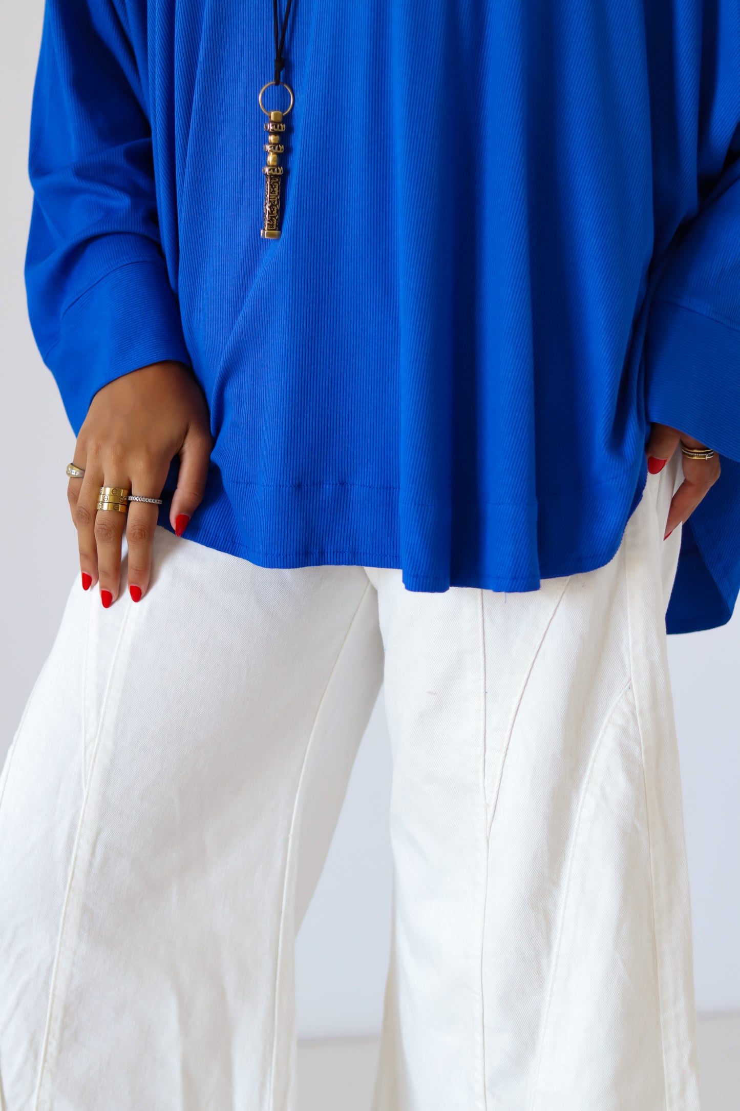 Wingo Pleated Top — Royal Blue