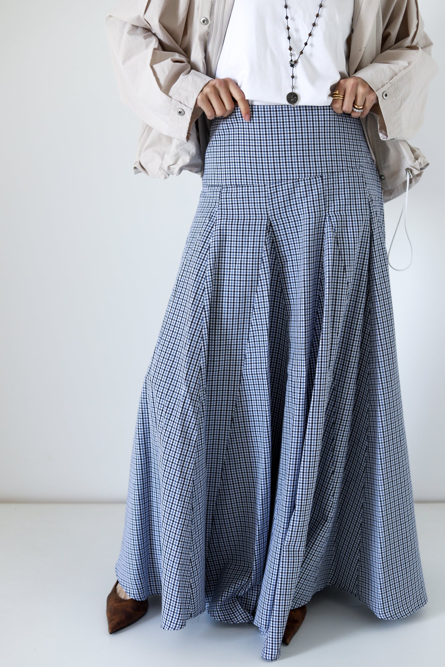 Cloudline Skirt — Blue Checkered