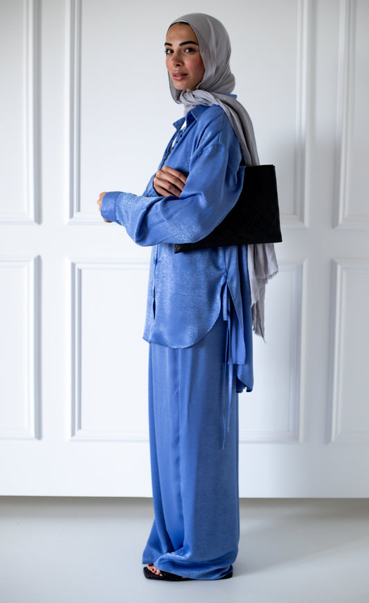 Tassel Satin Set — Baby Blue