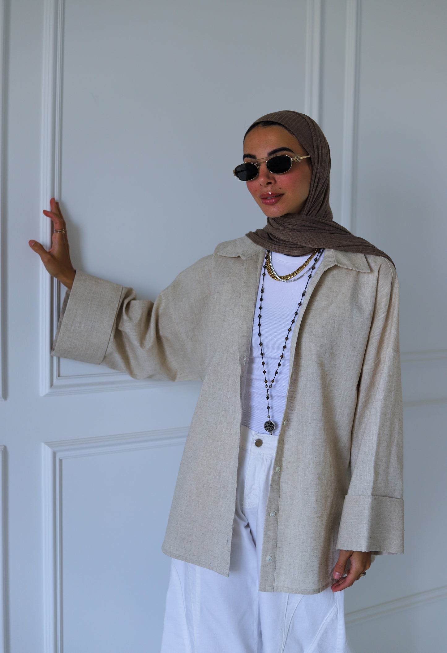 Luna Linen Shirt — Beige