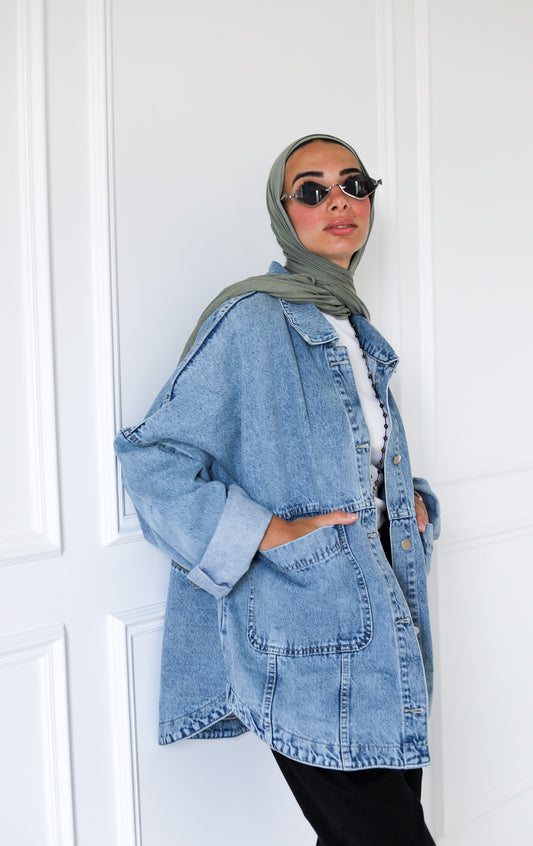 Oversized Denim Shirt — Blue
