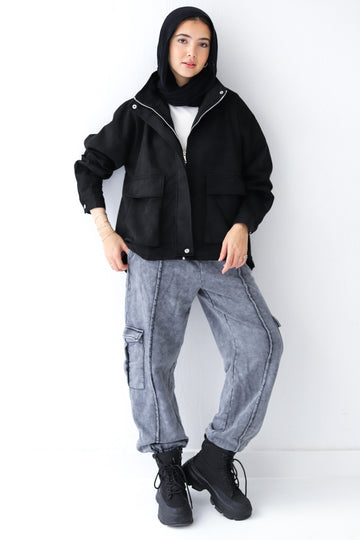 Snuggle Cargo Jogger Pants — Gray