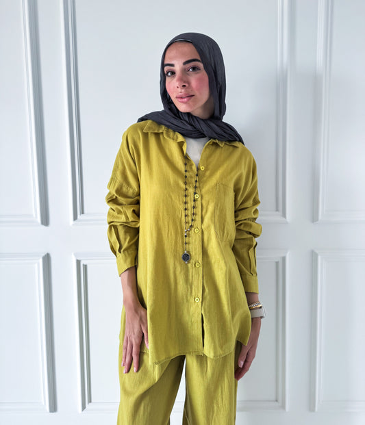 Sufeya Linen Shirt — Mustard