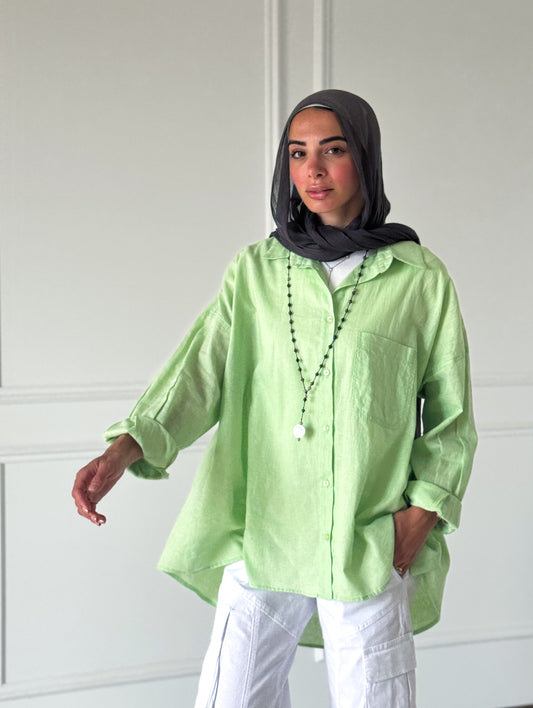 Sufeya Linen Shirt — Mint Green