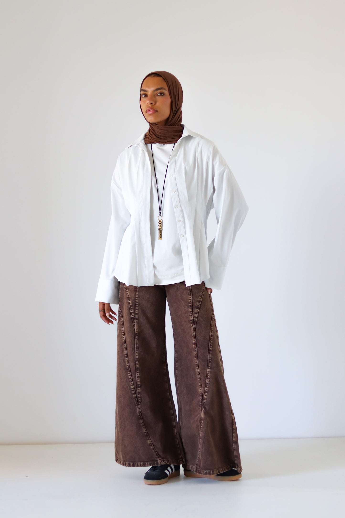 Pleated Round Shirt — Offwhite