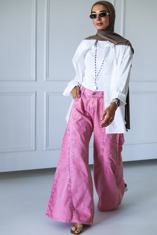 Zendaya Extra Wide Pants — Barbie Pink