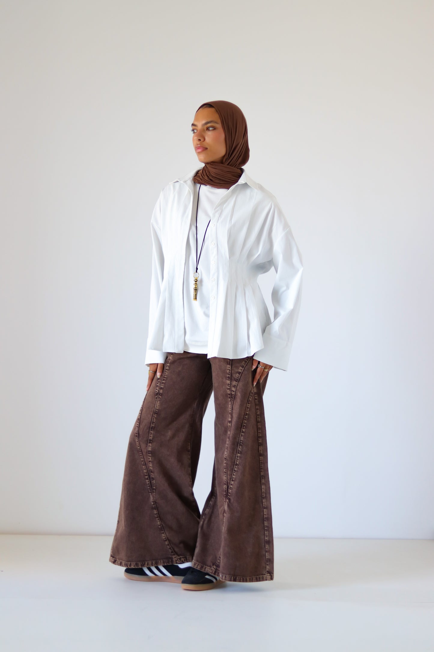 Pleated Round Shirt — Offwhite