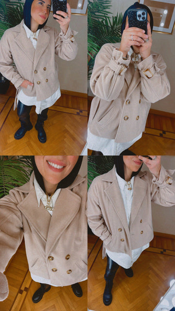 Plush Trench Coat in Beige