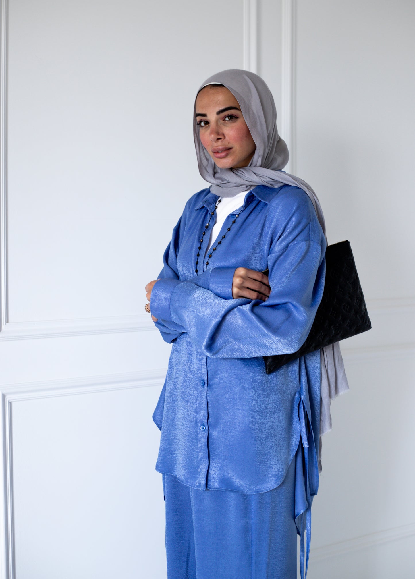 Tassel Satin Set — Baby Blue