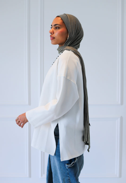 Basic Slits Top — Offwhite