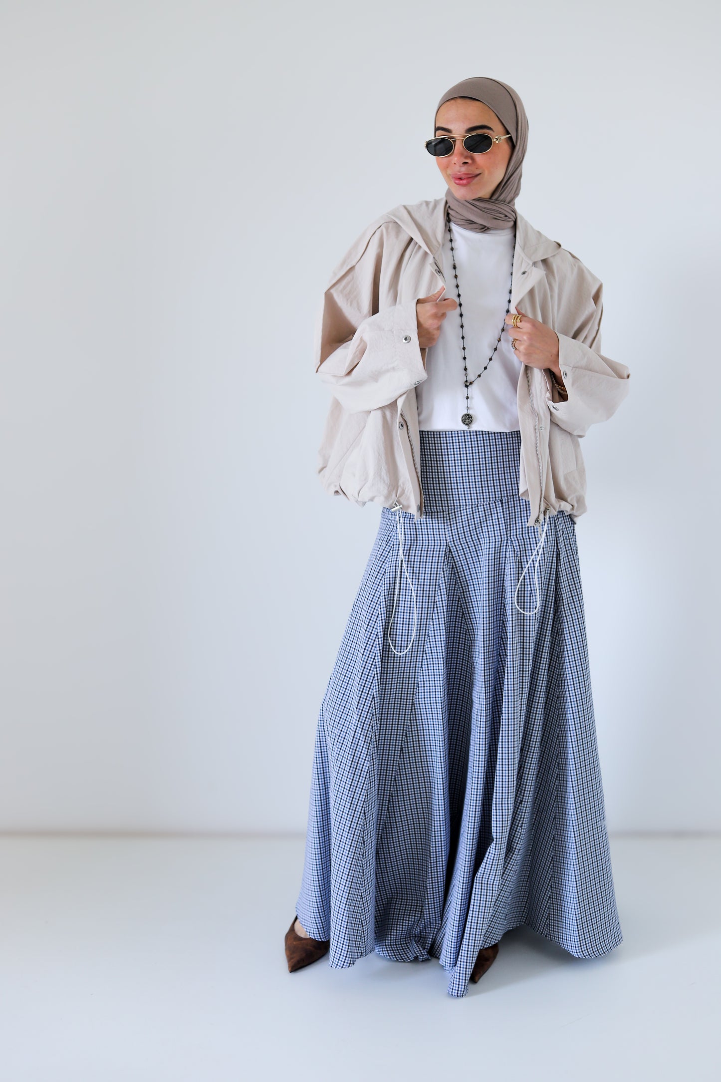 Cloudline Skirt — Blue Checkered