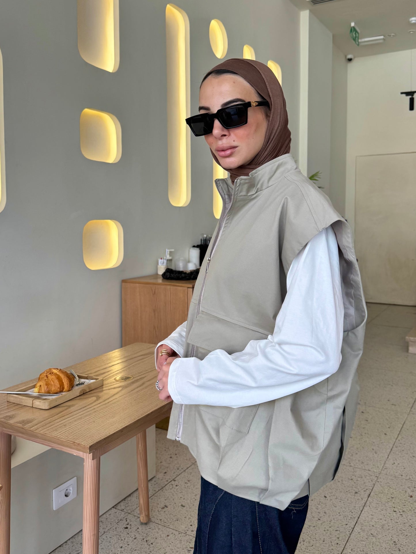 Bomber Vest — Light Olive