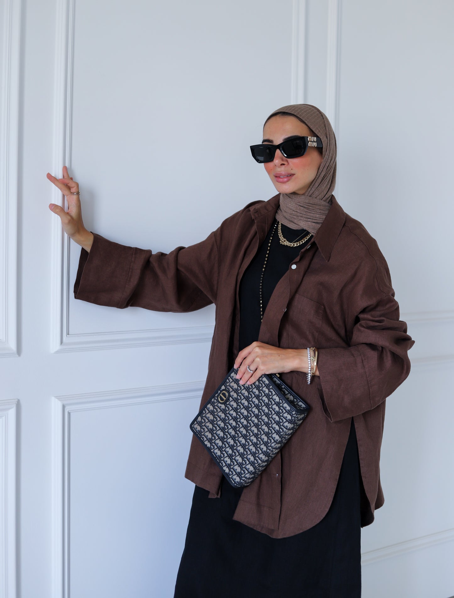 Big Slits Linen Shirt — Brown