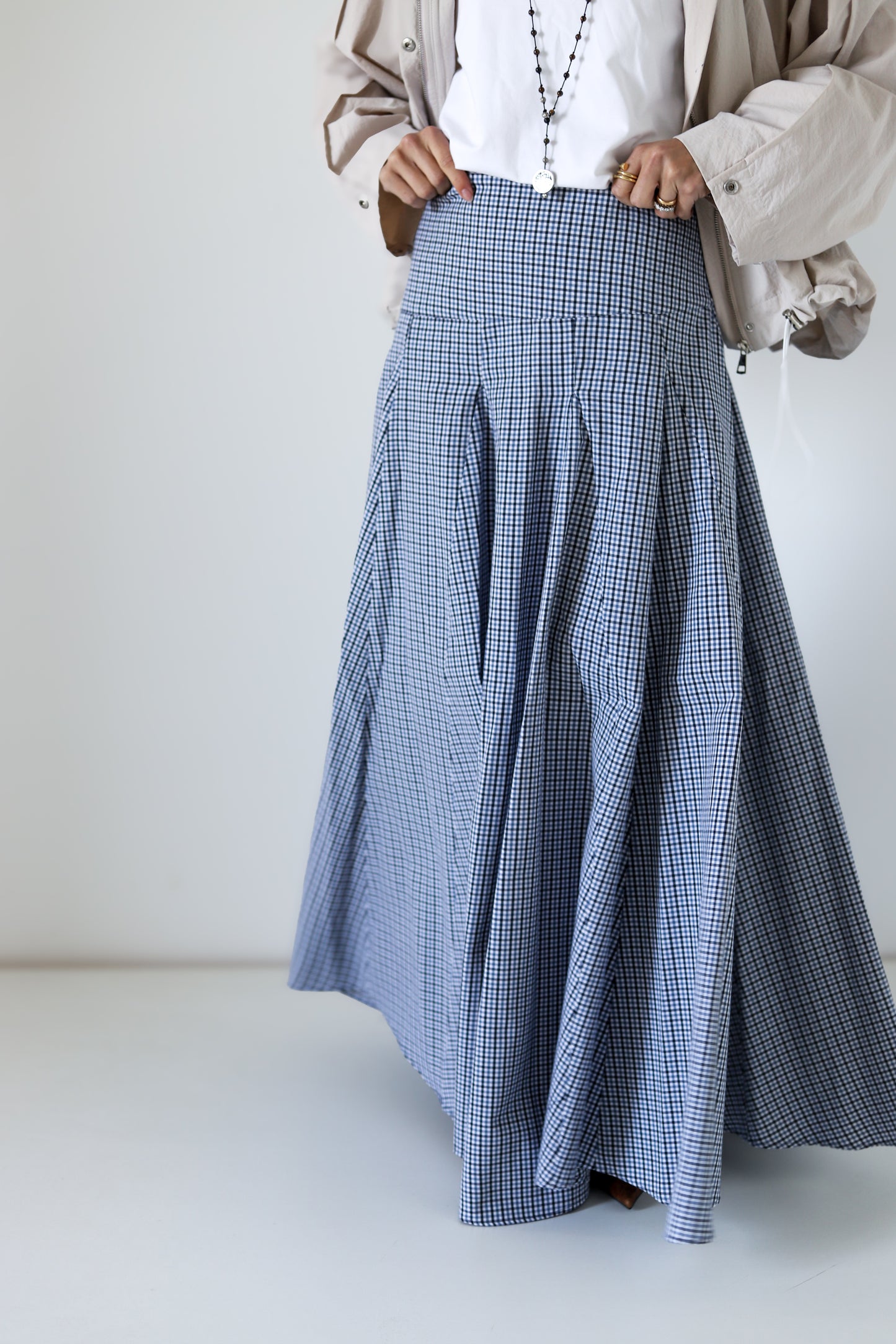 Cloudline Skirt — Blue Checkered