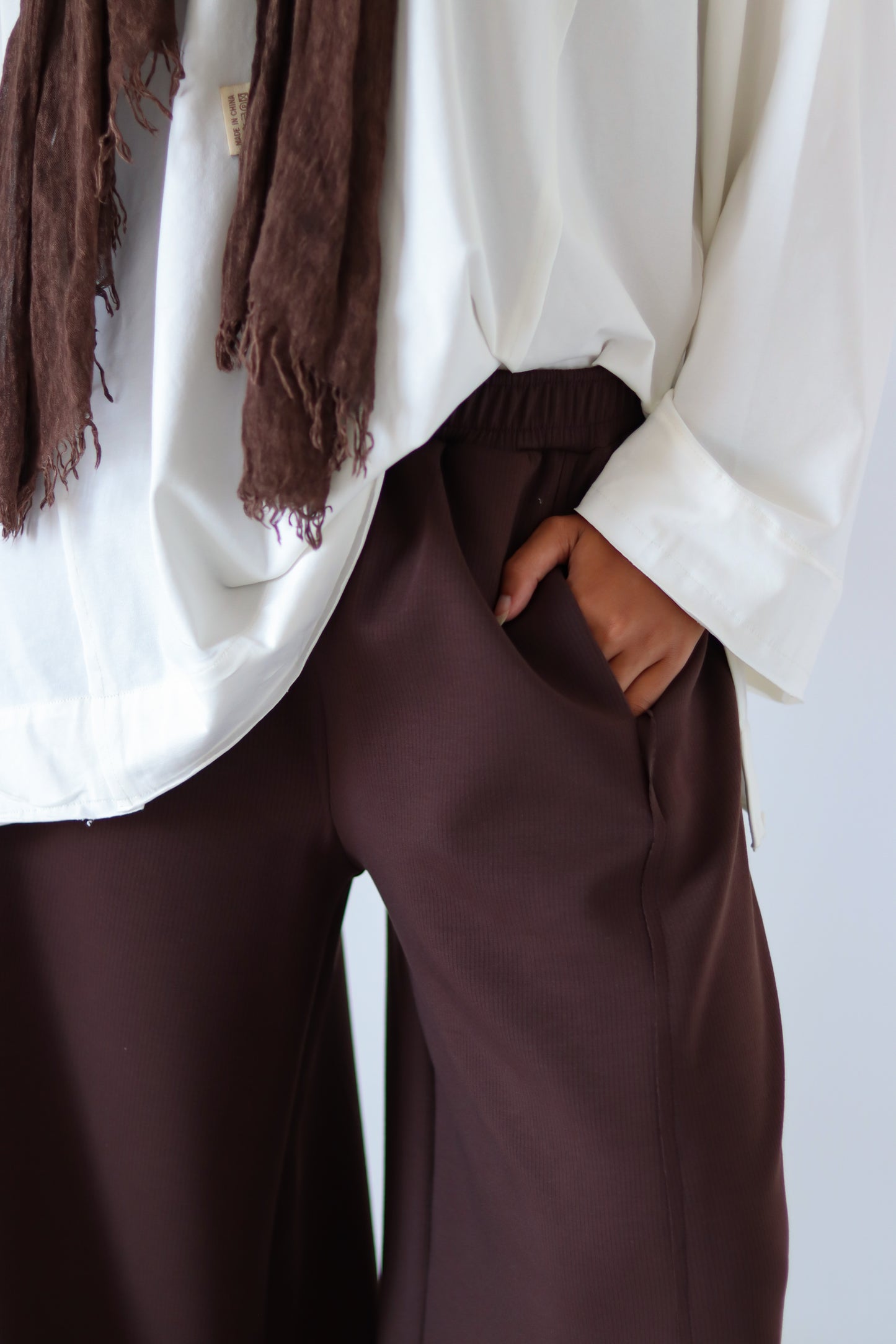 Xtra Wide Ribbed Pants — Brown
