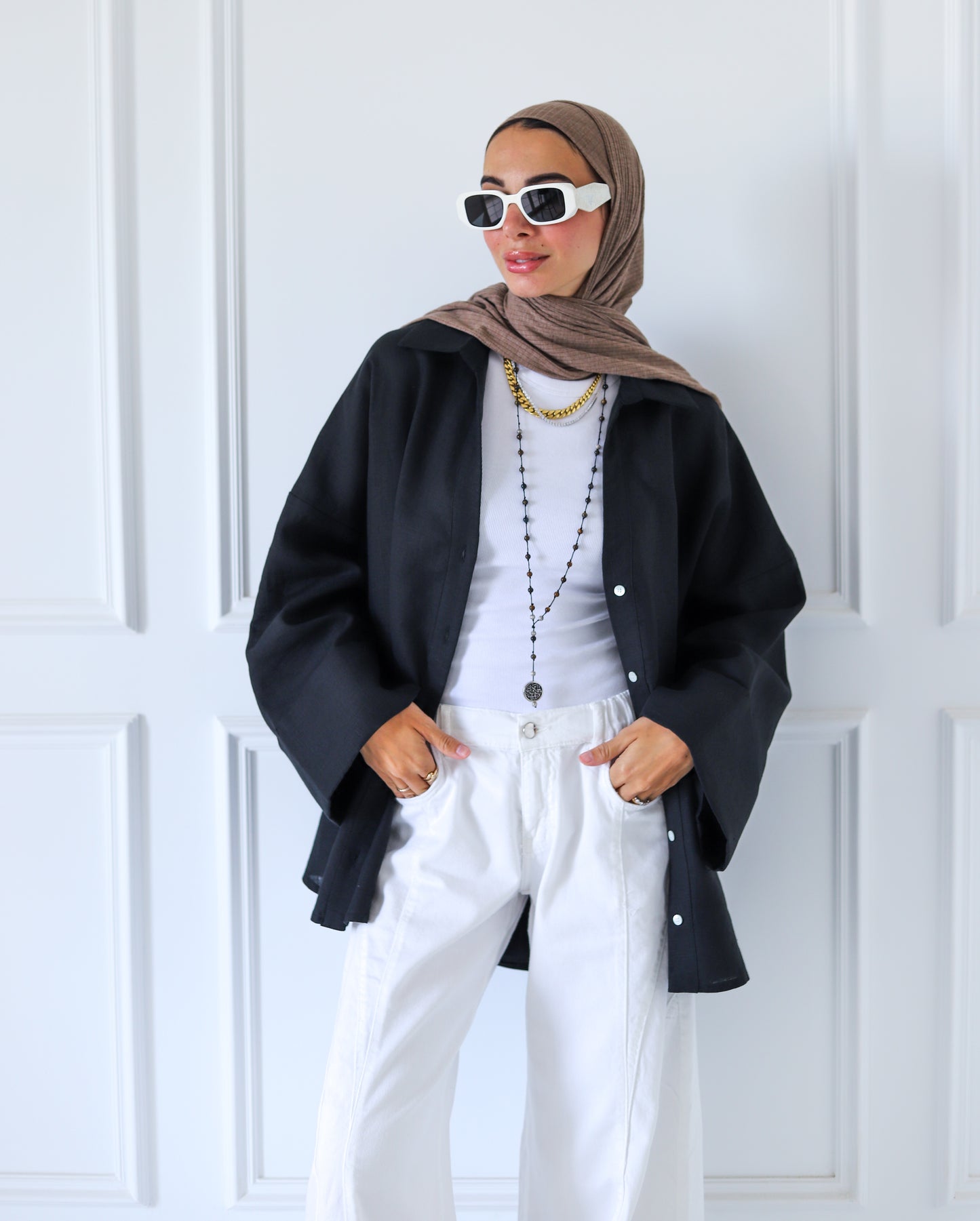 Luna Linen Shirt — Black