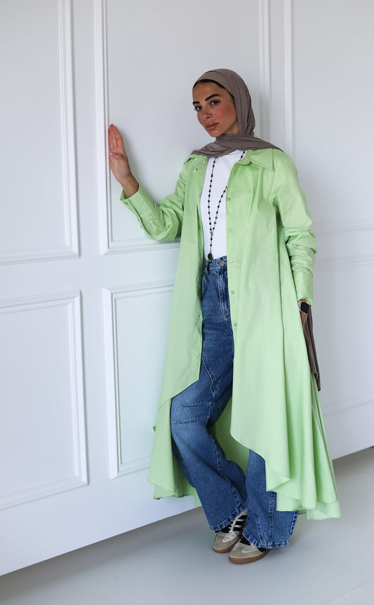 Flowy Long Shirt — Mint Green