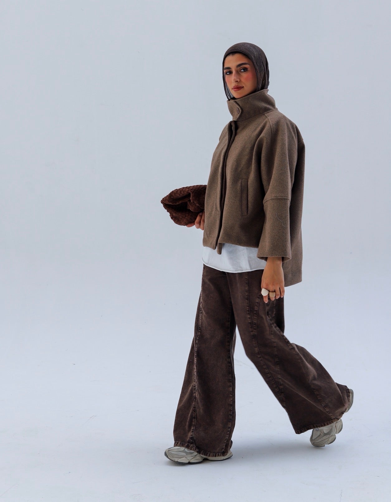 Wool High Low Jacket — Hazelnut Beige