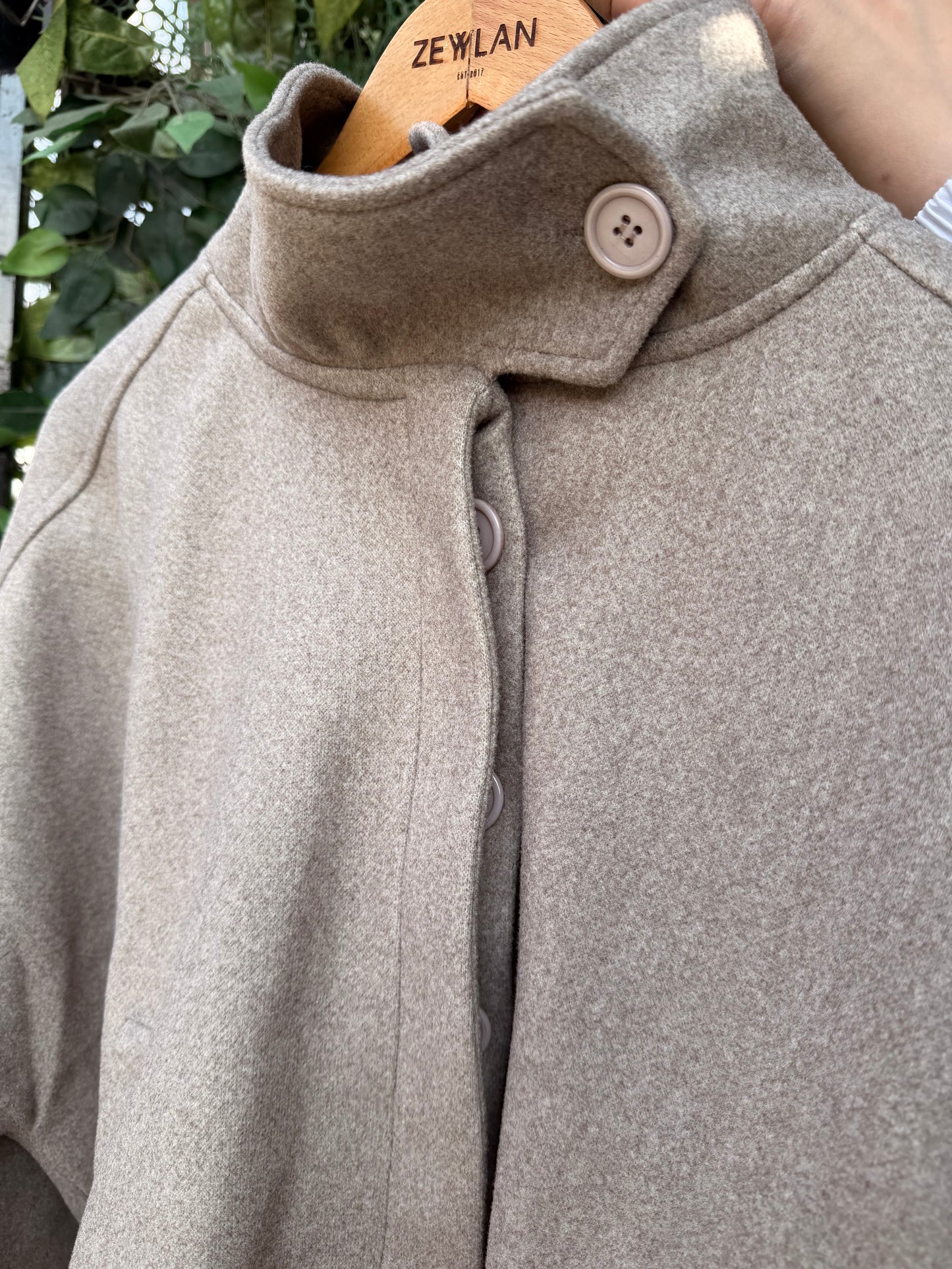 Wool High Low Jacket — Beige