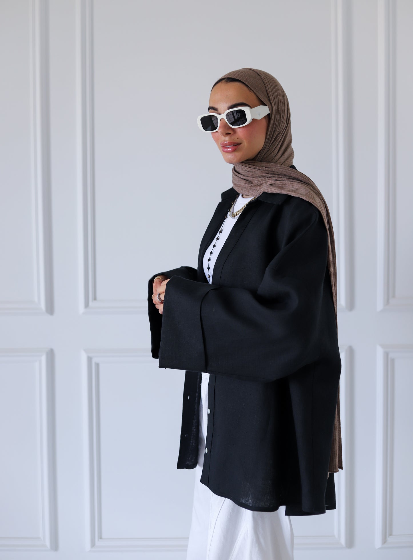 Luna Linen Shirt — Black