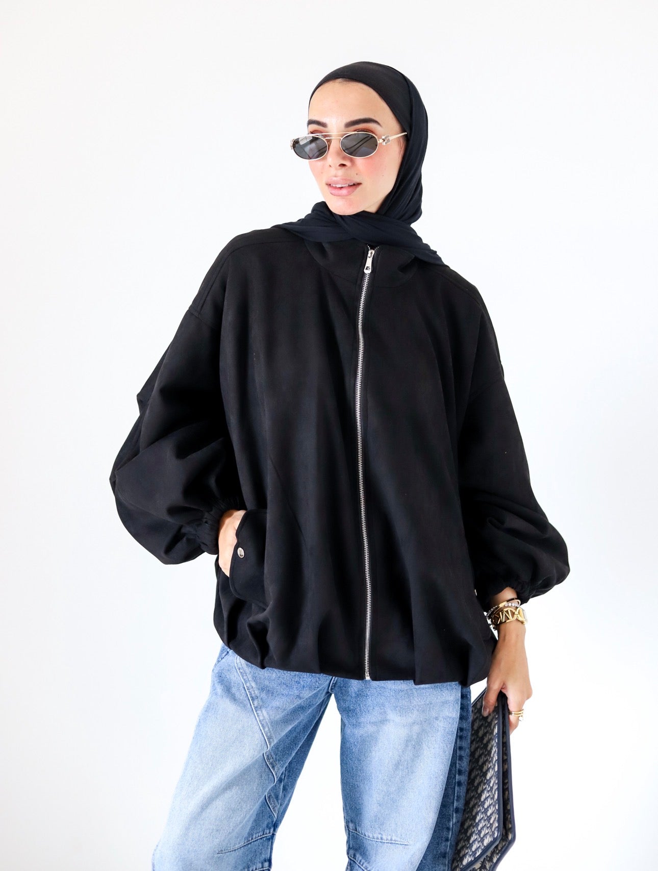 Bomber Suede Jacket — Black