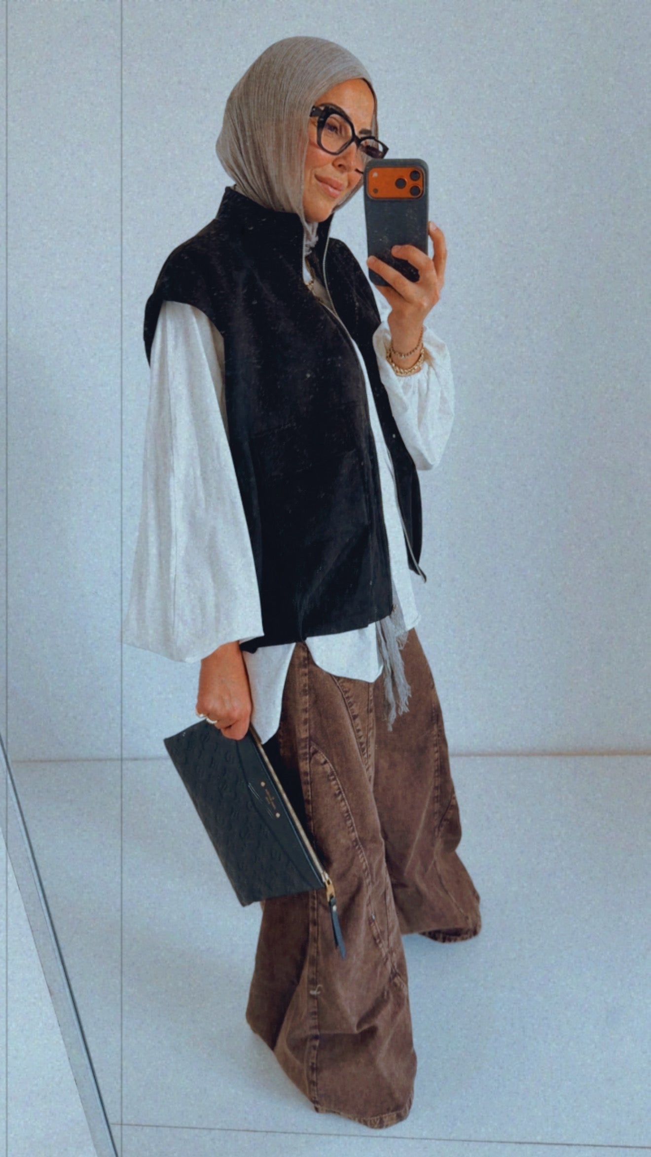 Bomber Pockets Suede Vest — Black