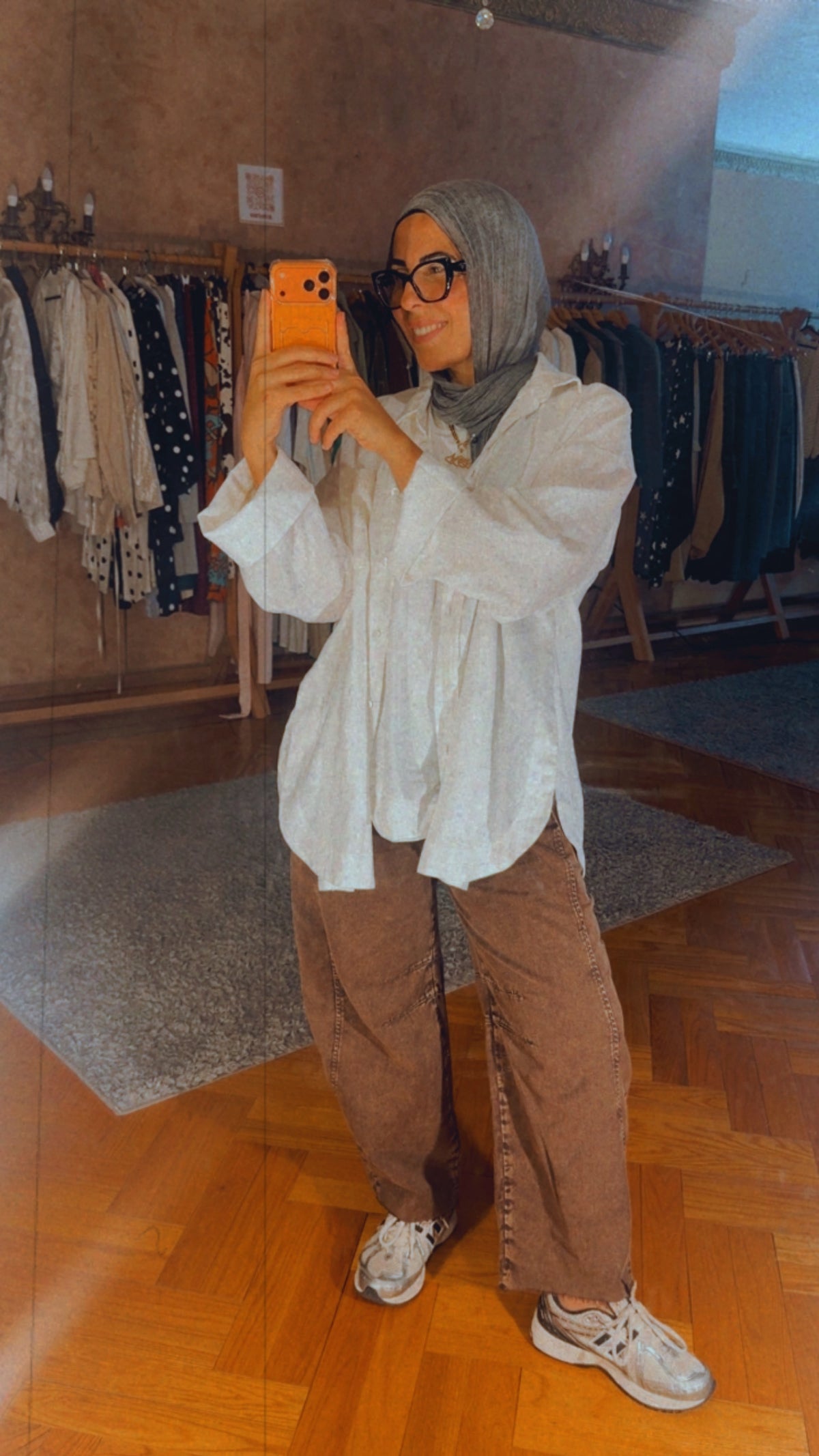 Balloon Denim Pants — Brown