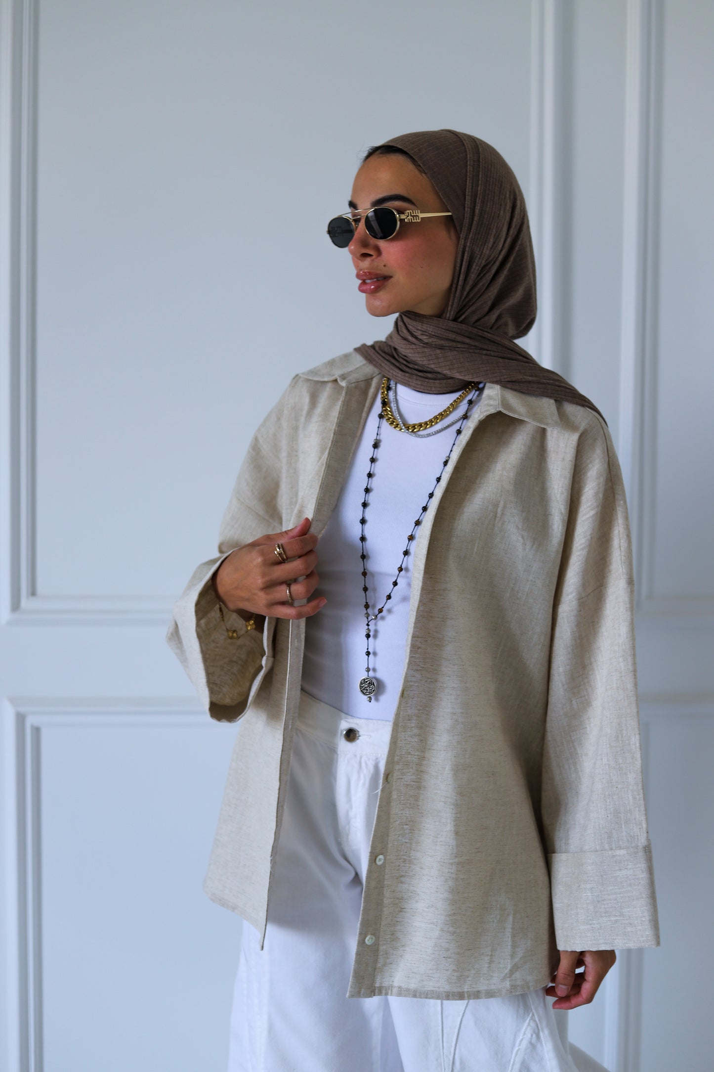 Luna Linen Shirt — Beige