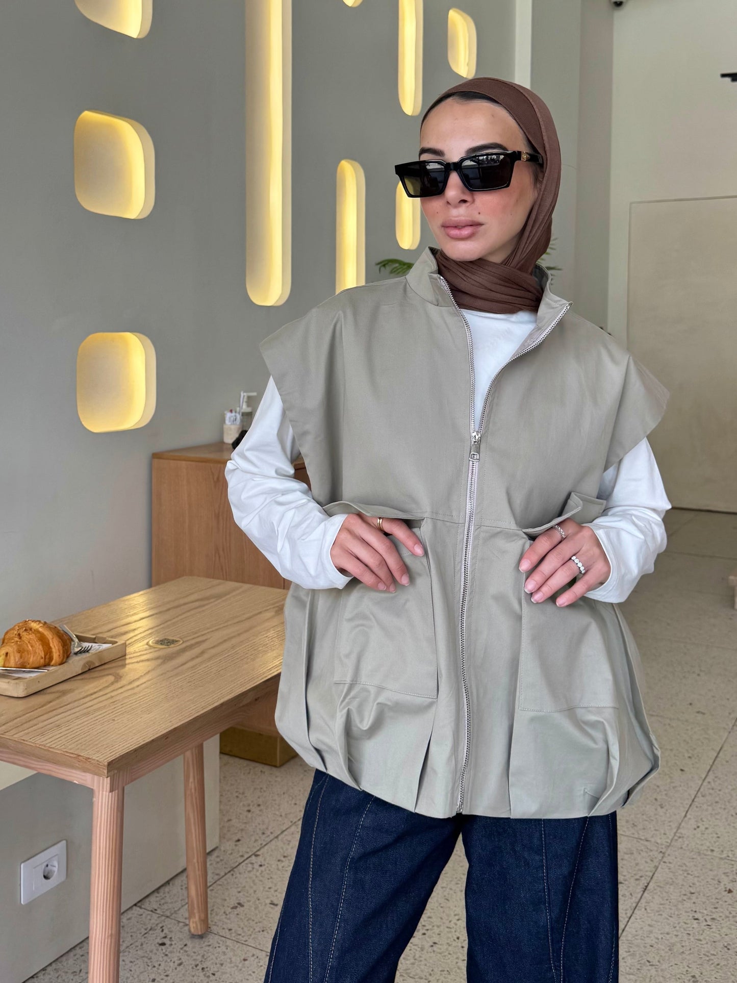 Bomber Vest — Light Olive