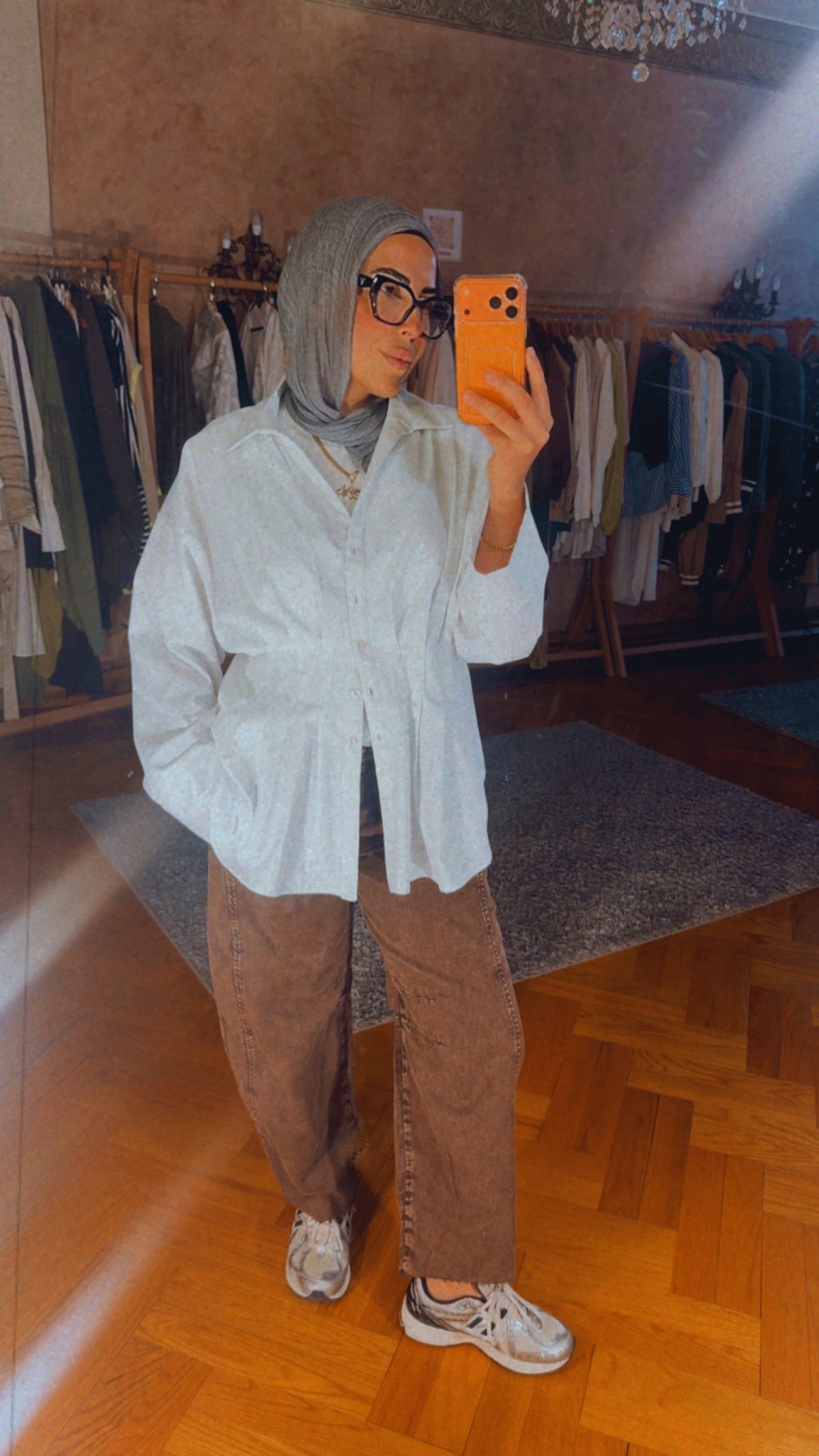 Balloon Denim Pants — Brown