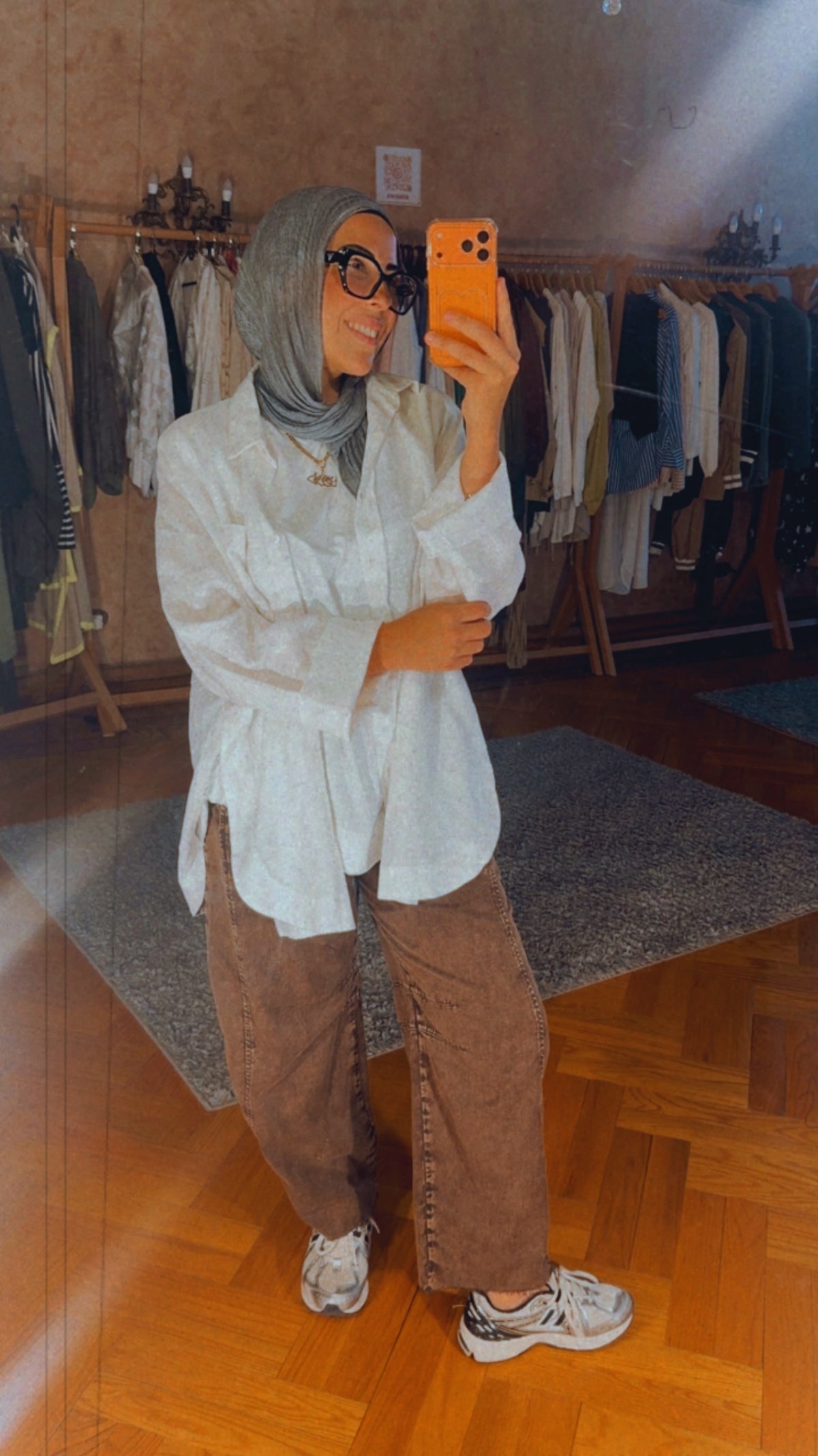 Balloon Denim Pants — Brown