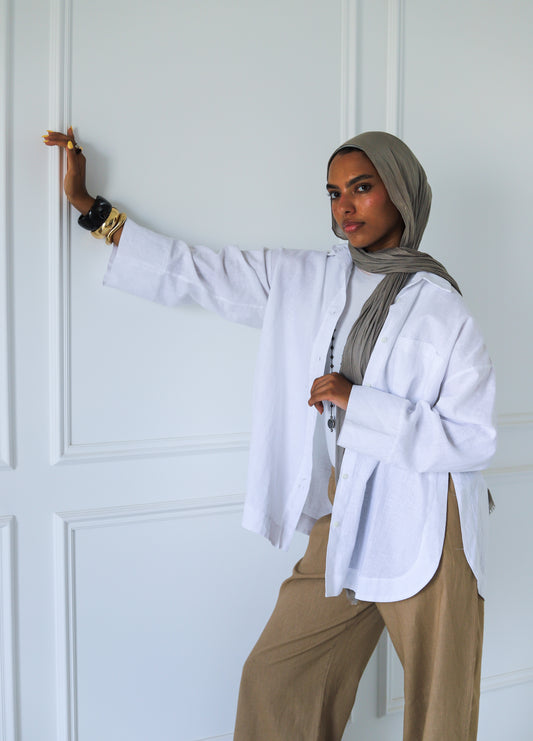 Big Slits Linen Shirt — White