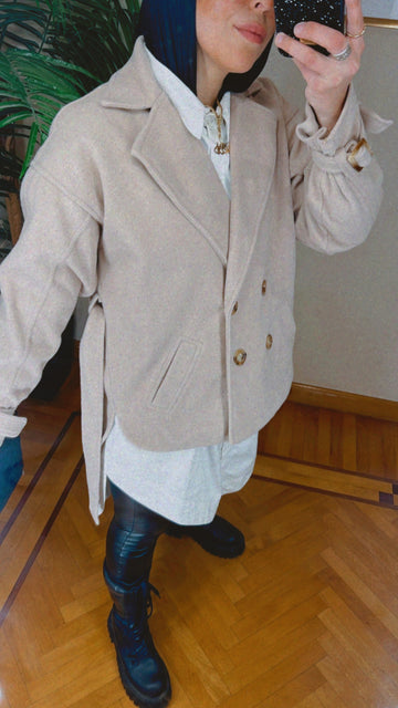 Plush Trench Coat in Beige