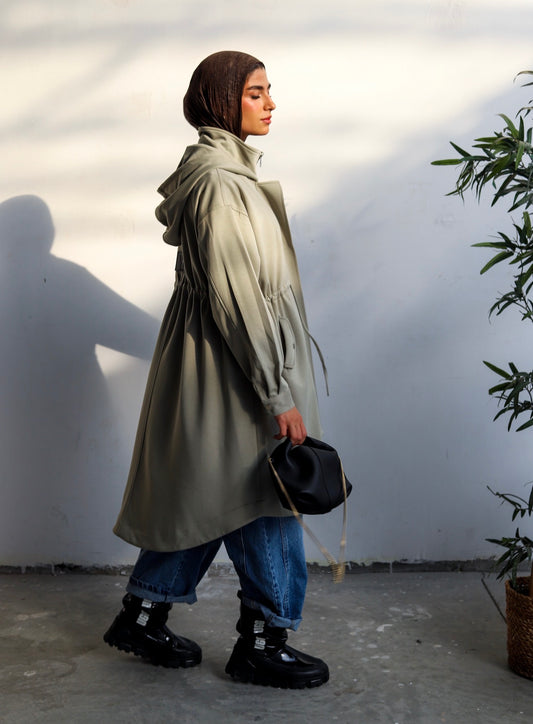 Cloud Long Jacket — Olive