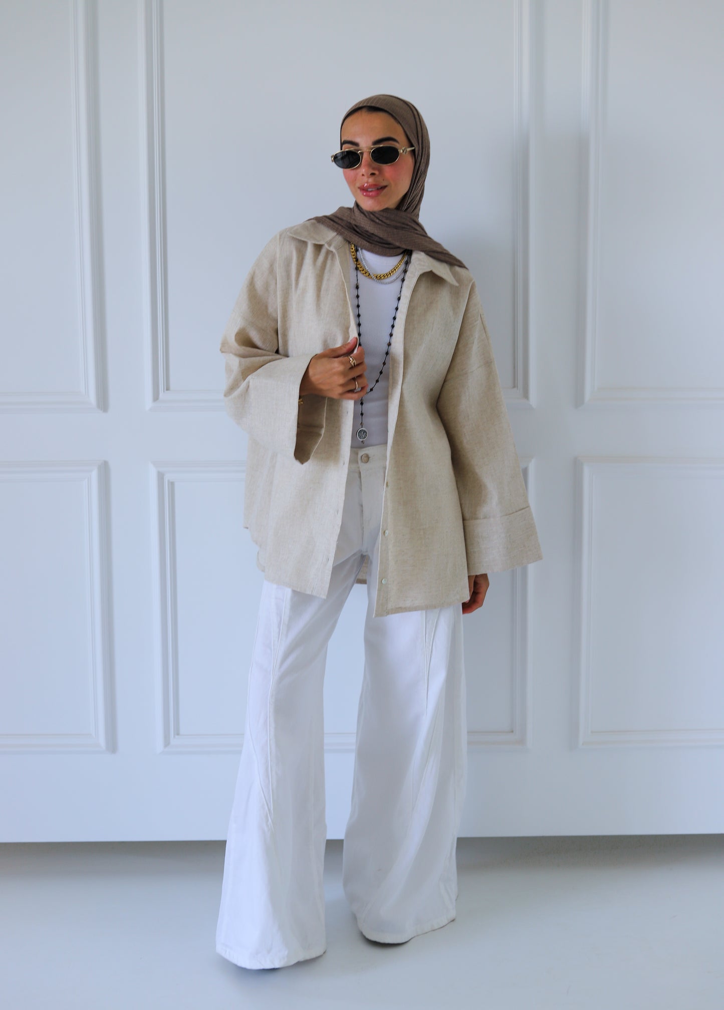 Luna Linen Shirt — Beige