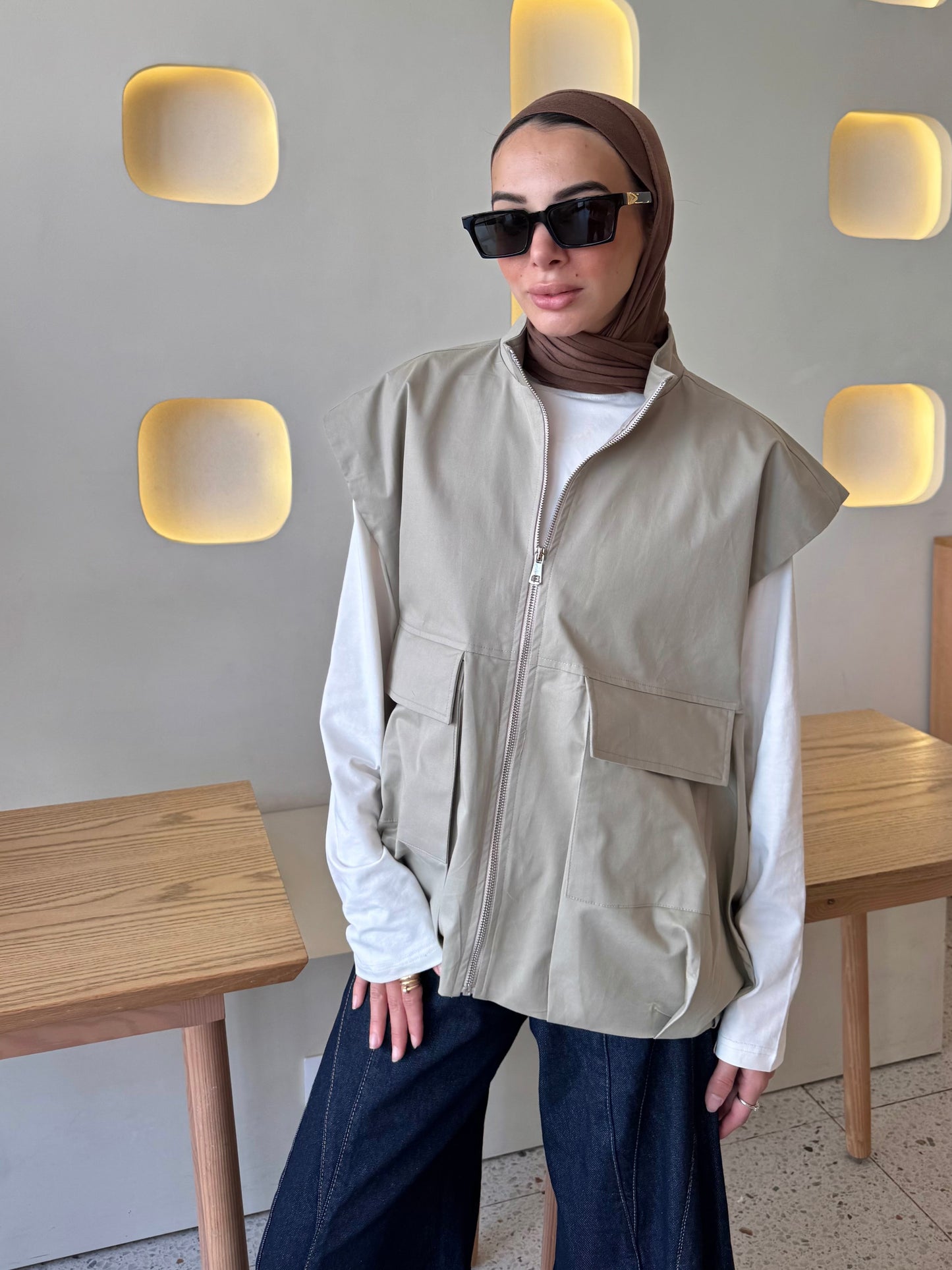 Bomber Vest — Light Olive