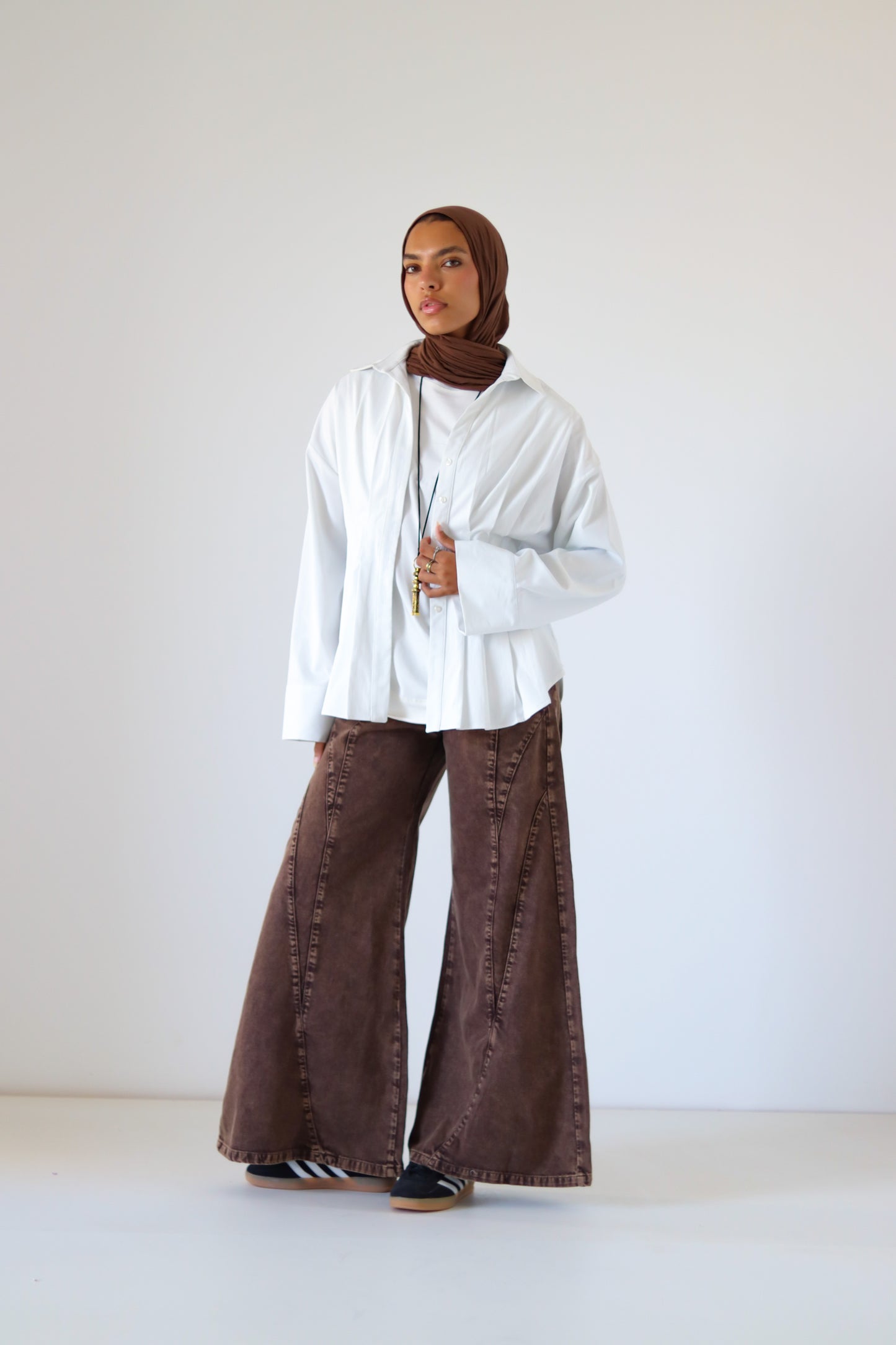 Pleated Round Shirt — Offwhite