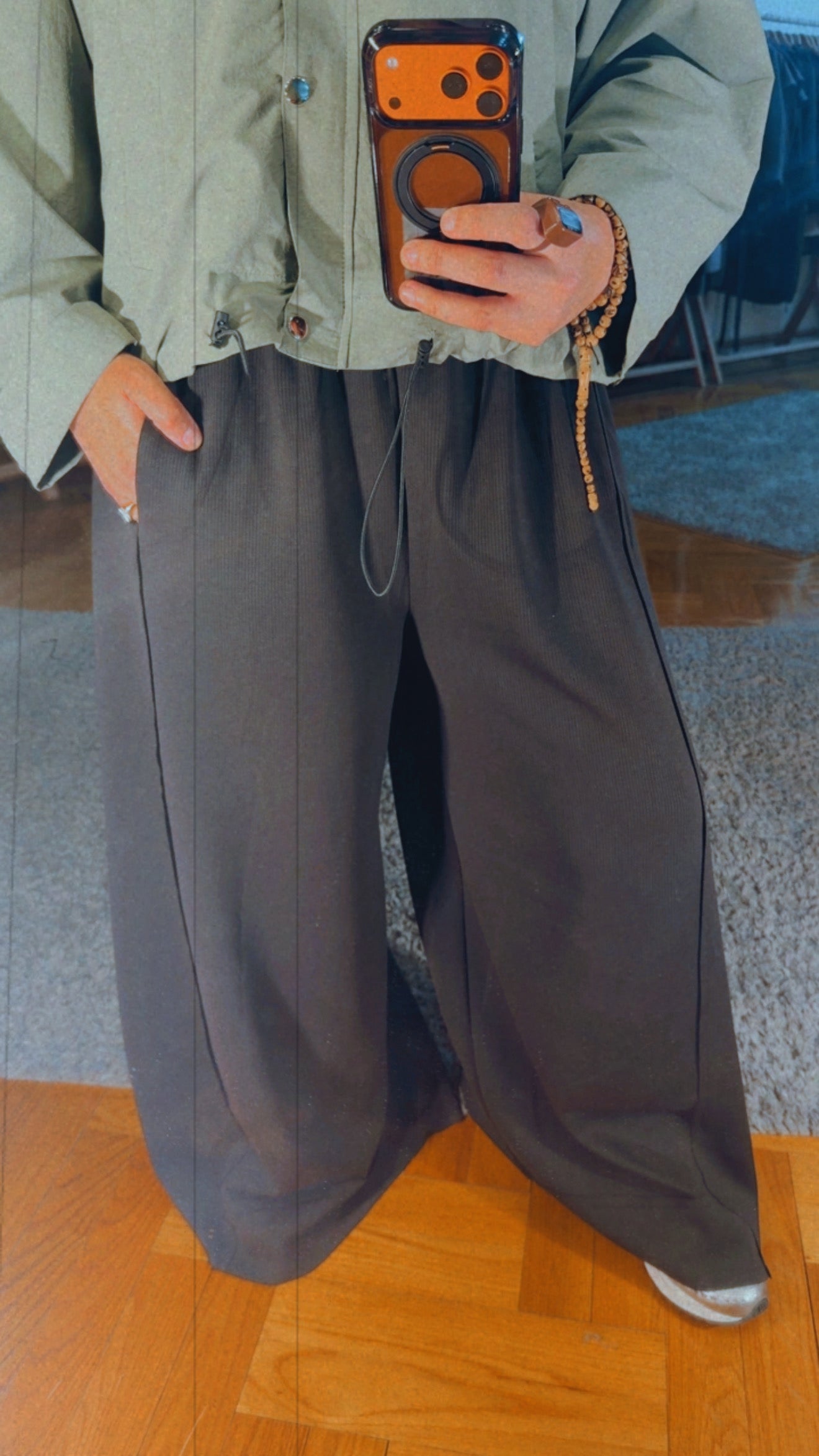 Xtra Wide Ribbed Pants — Black
