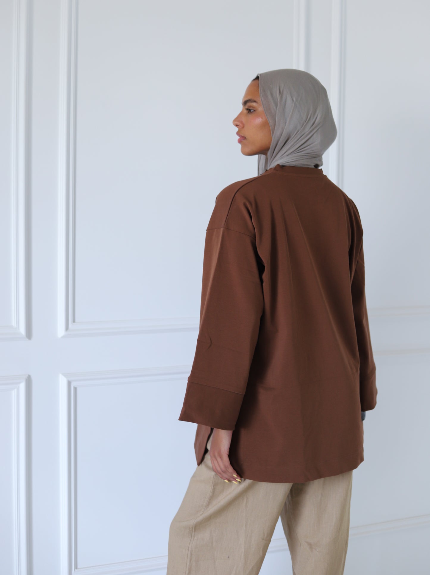 Basic Slits Top — Brown