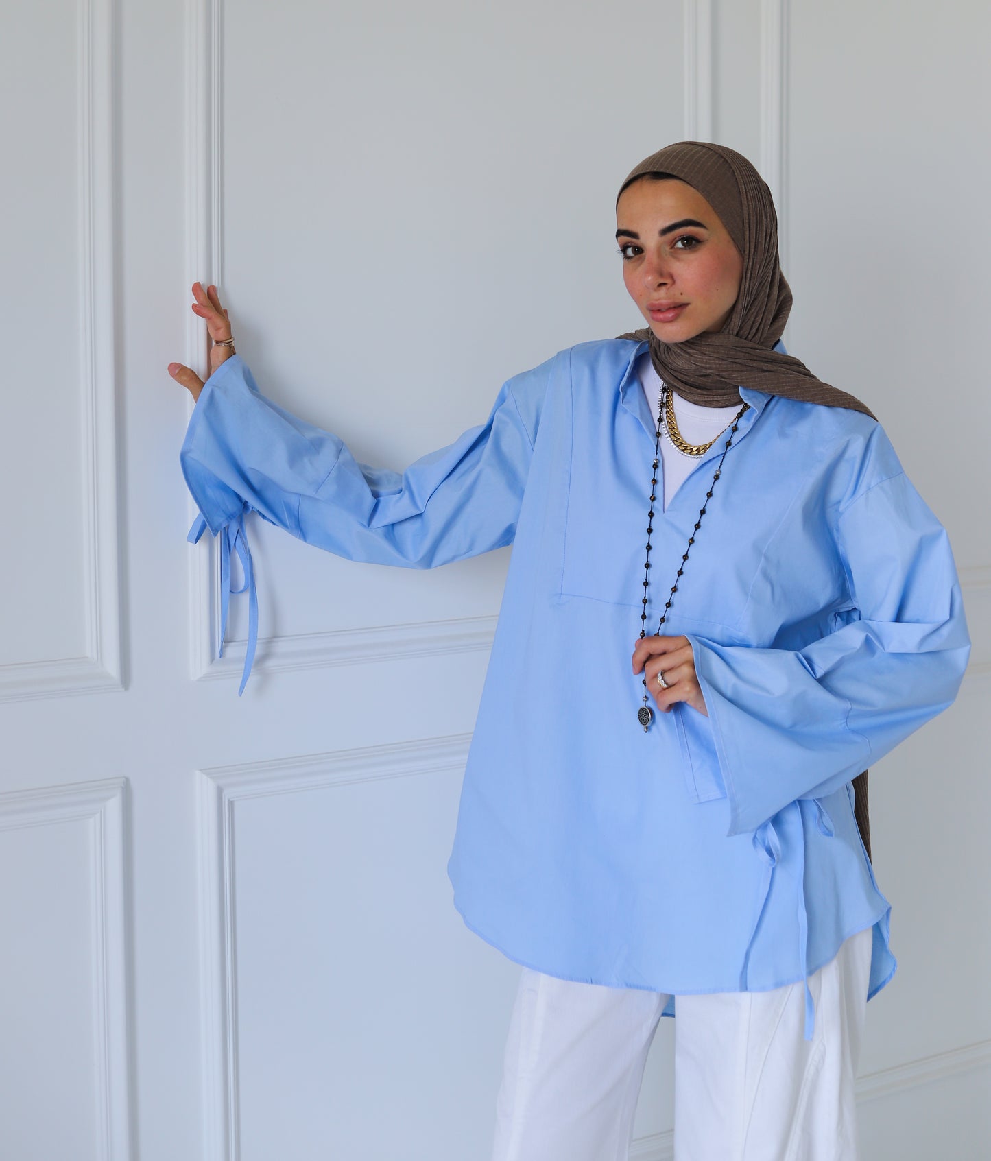 Ribbon Shirt — Baby Blue