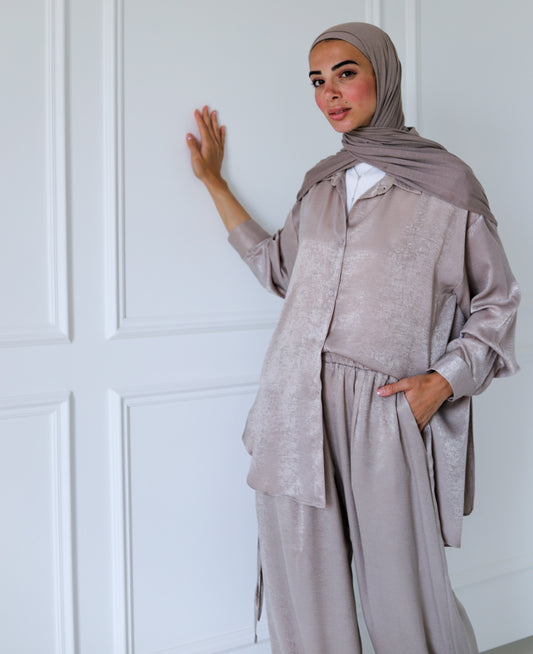 Tassel Satin Set — Latte