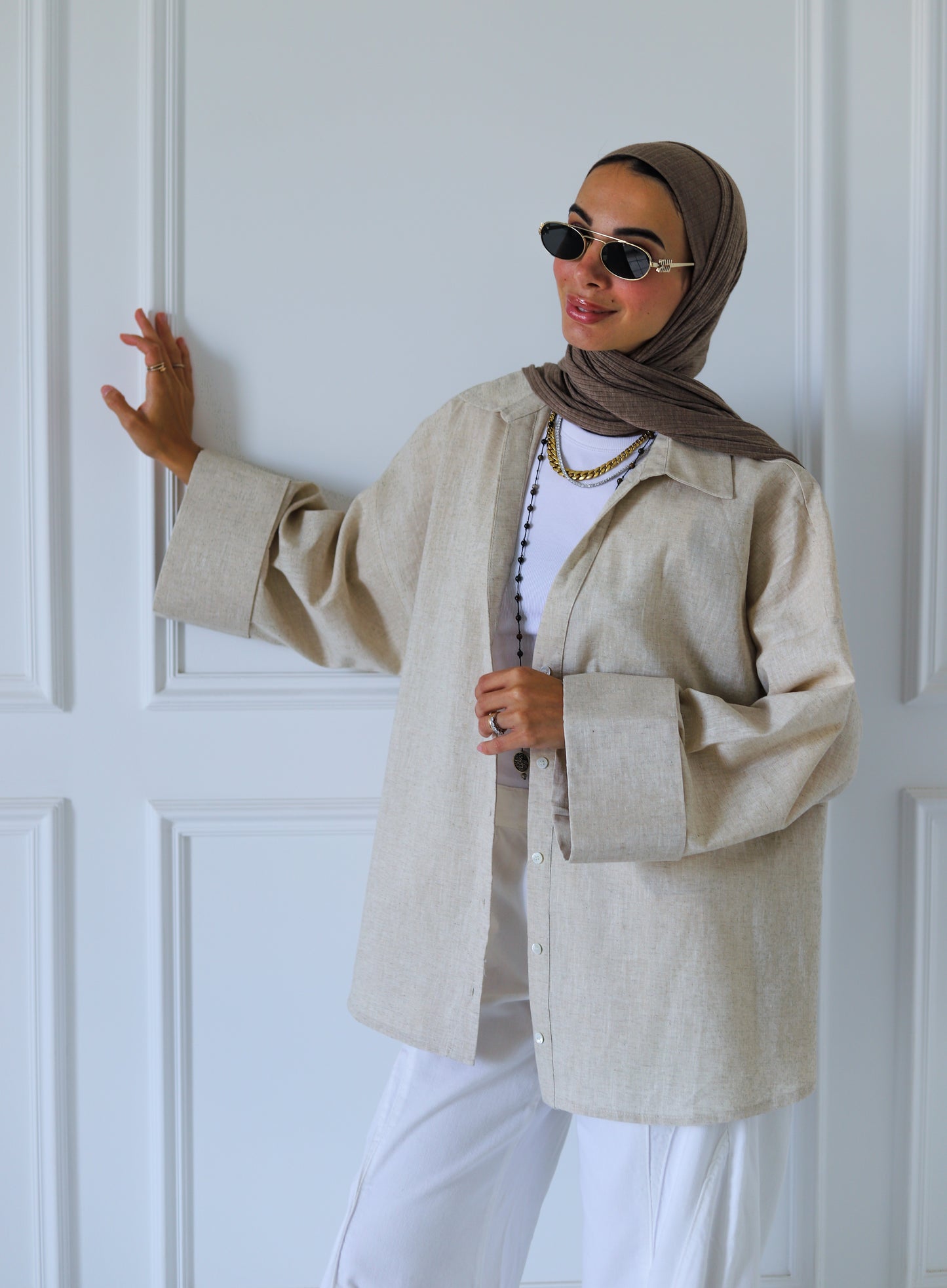 Luna Linen Shirt — Beige