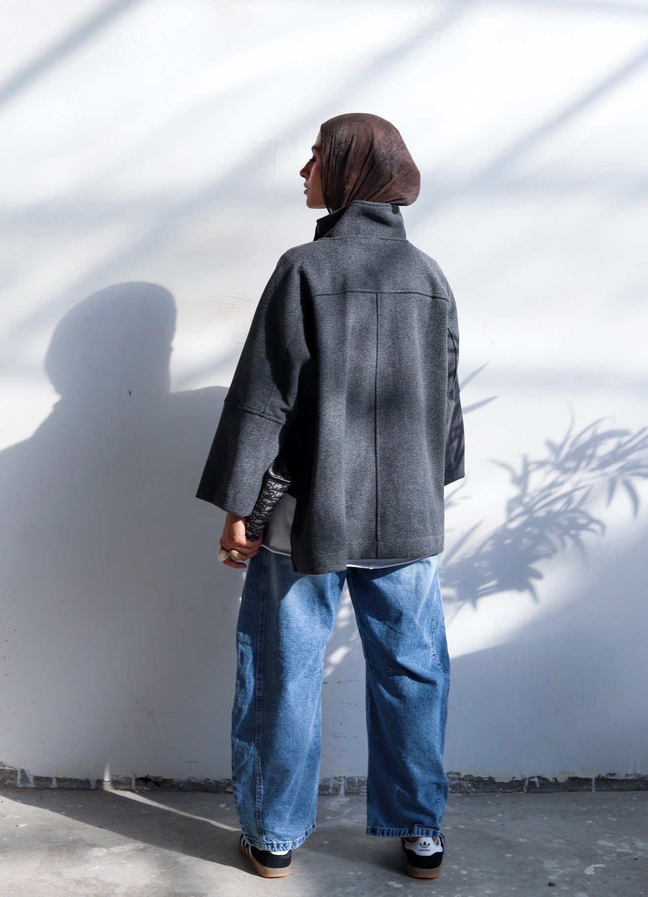 Wool High Low Jacket — Dark Gray