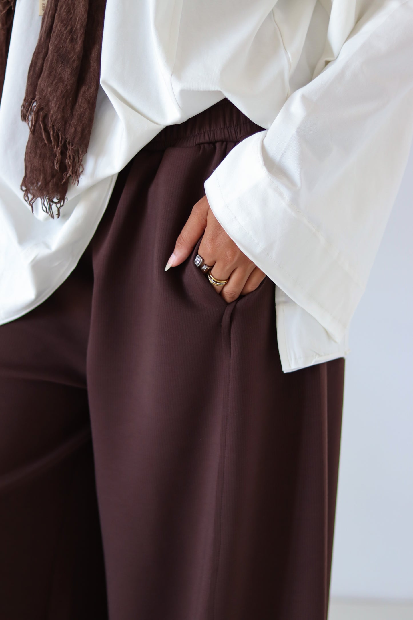 Xtra Wide Ribbed Pants — Brown
