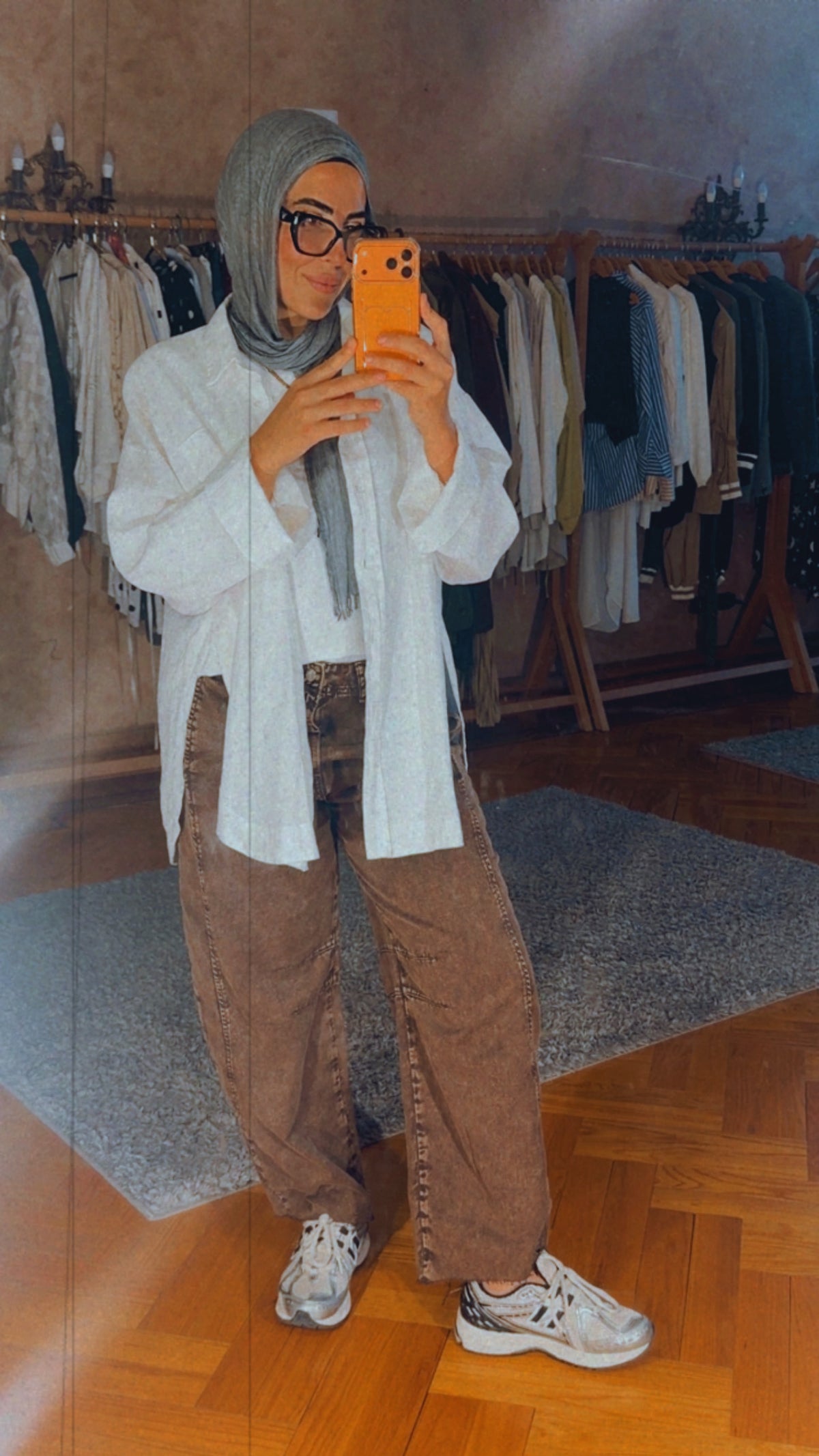 Balloon Denim Pants — Brown