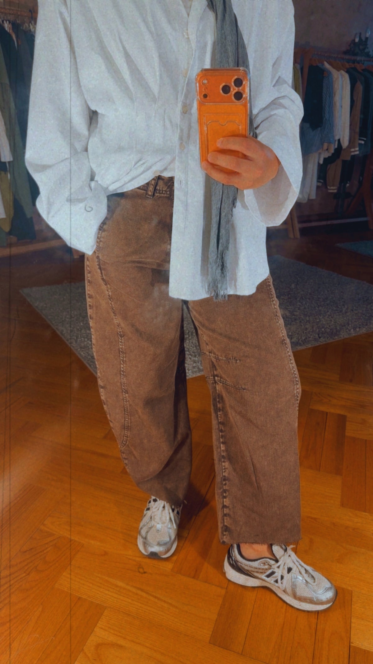 Balloon Denim Pants — Brown